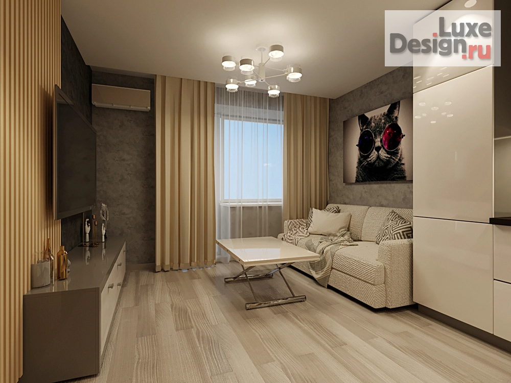 Дизайн интерьера двухкомнатной квартиры "Проект квартиры в ЖК "Сказка"" (фото 1)