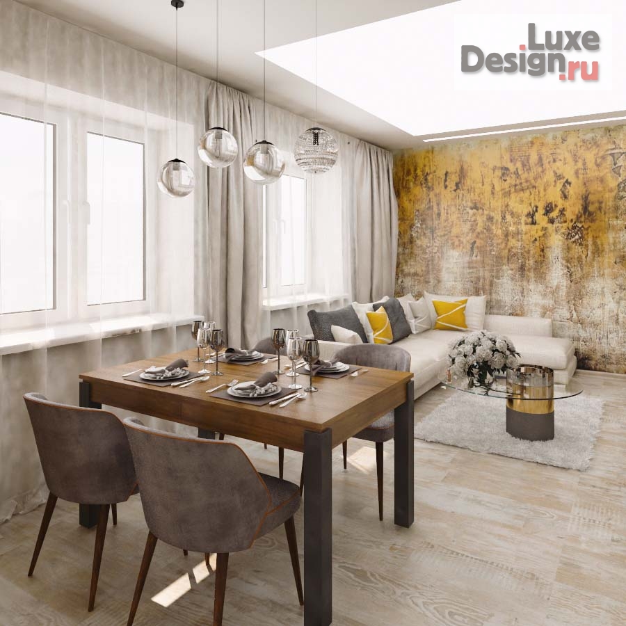 Дизайн интерьера гостиной "Проект гостиной, совмещенной с кухней" (фото 2)