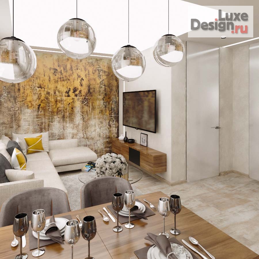 Дизайн интерьера гостиной "Проект гостиной, совмещенной с кухней" (фото 3)