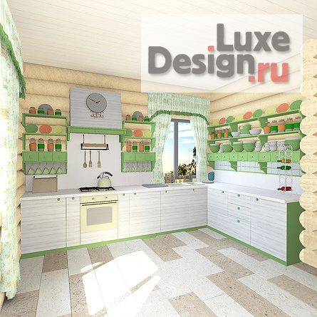 Частная архитектура "кухня-гостиная в деревянном доме" (фото 2)