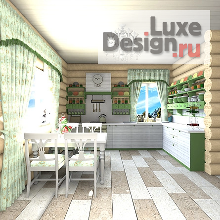 Частная архитектура "кухня-гостиная в деревянном доме" (фото 5)