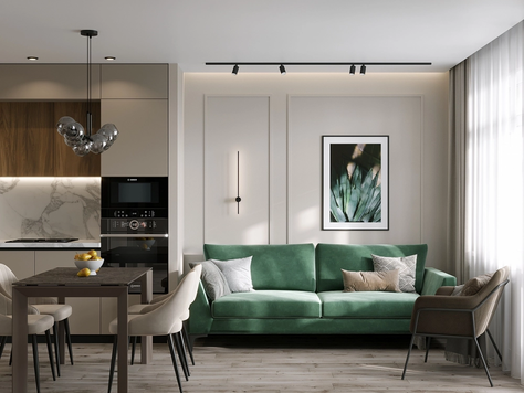 Дизайн интерьера столовой в Ижевске "Кухня гостинная с яркими акцентами"