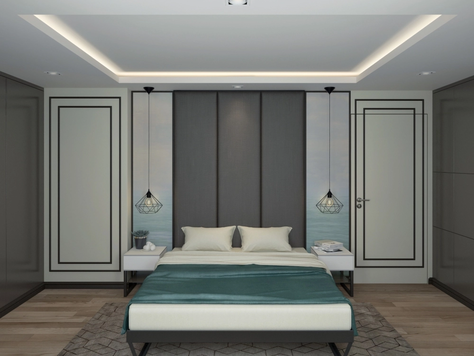 Дизайн интерьера спальни в Ижевске "Современная спальня с рабочим местом"